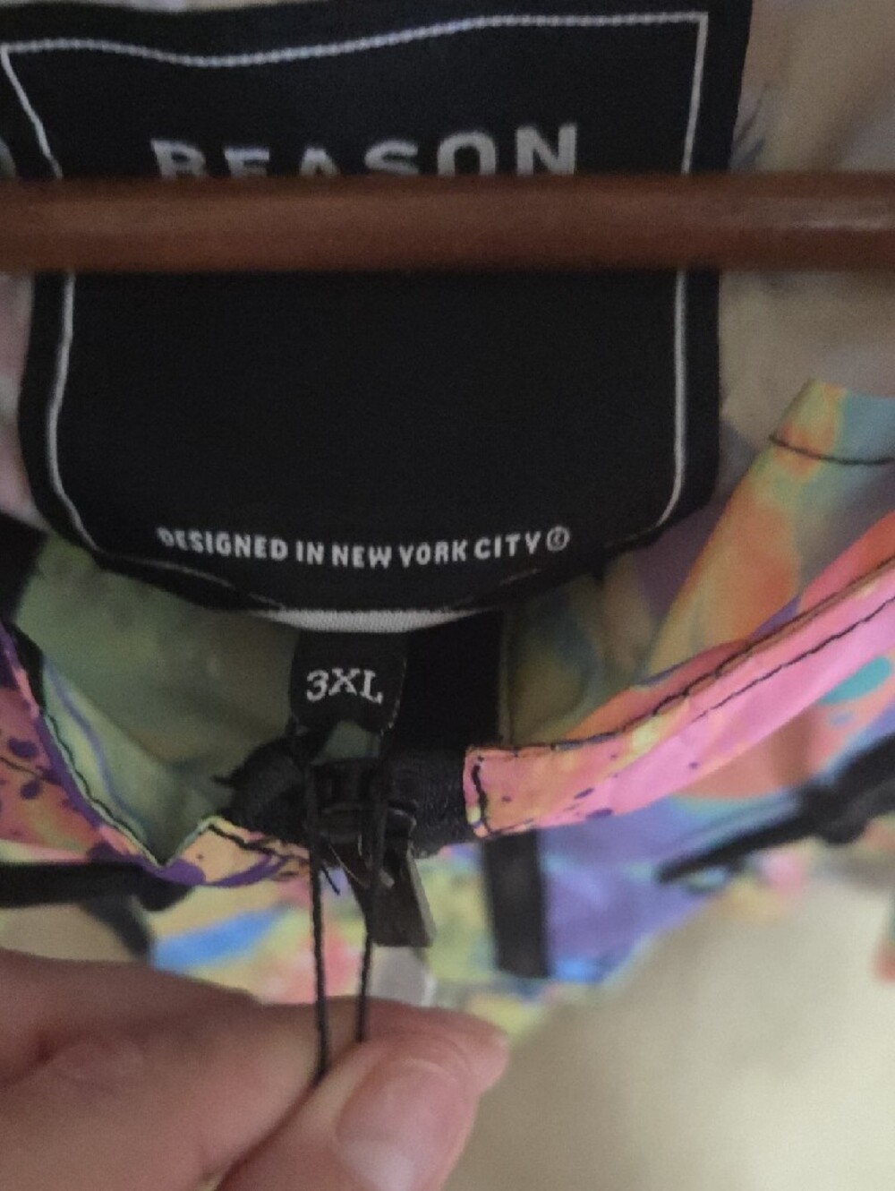 Reason Multicolor Abstract Print Hooded Anorak Jacket - Picture 4 of 6